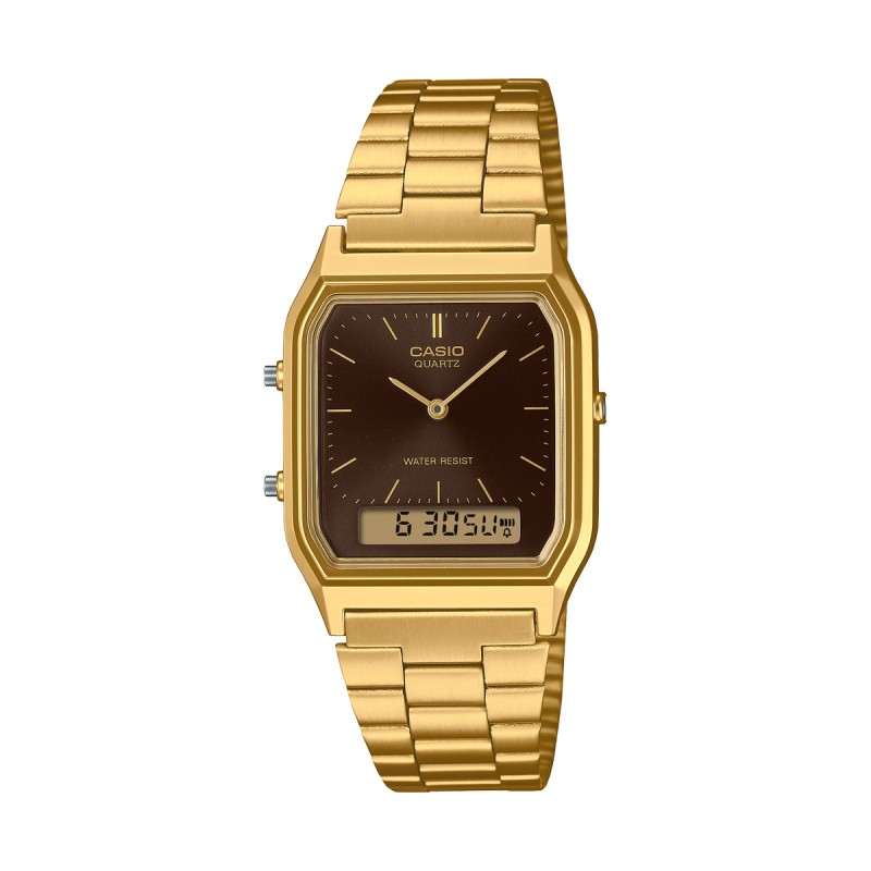CASIO VINTAGE Mod. EDGY COLLECTION SUNRAY DIAL, GOLD- BLACK AQ-230GA-5AMQYES